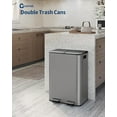 thumbnail image 2 of 2 x 8 Gallon Stainless Steel Double Trash Can with Lid for Kitchen, Large Dual Trash and Recycle Bin Combo, Step-on Kitchen Metal Garbage Cans, PP Inner Buckets, Liner Rim, Matte Grey, 2 of 6