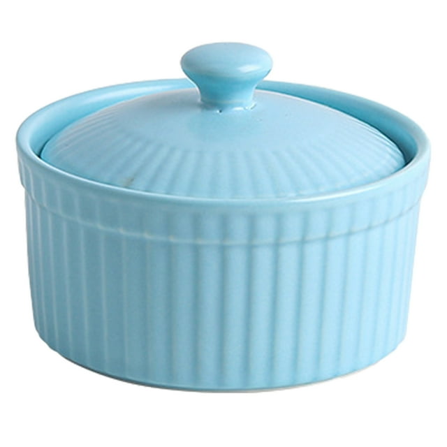 Barhoo Ceramic Baking Ramekins with Lids Set Individual Oven Safe Bowls for Creme Brulee Cakes Desserts Serving Dishes Stackable Storage Containers Reusable Pantry Organization 1 Bowl