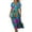 A007-Multicolor, variant on Maxi Dress for Women Printed Boho Dress Summer V-neck Short Sleeve Flowy A-Line Beach Sundress