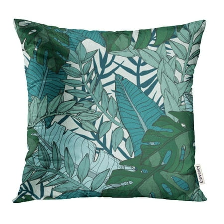 Tropical Leaf Collection ARHOME Leaves Floral with Tropical Plants Beauty Black Brunch Collection Color Creative Pillow Case Pillow Cover 16x16 inch Throw Pillow Covers ()