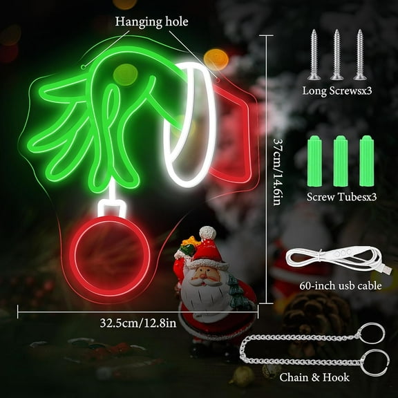 YUYAN-Christmas Neon Sign,Merry Christmas LED Decoration Neon Signs for Wall Decor,Dimmable Hand Neon Light,LED Neon Sign
