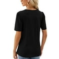 thumbnail image 5 of SHIBEVER Women Short Sleeve Tops Summer Baggy Round Neck Blouse Fashion Solid Color Tee Pleated Dressy Casual Clothes Black Tee Plus Size XXL, 5 of 6