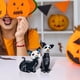 thumbnail image 1 of Estatua de perro Día de los muertos Figura de resina | Adorno de perro esqueleto de Halloween | Acento decorativo para el hogar para mesa, escritorio, estantería, mueble de TV | Manualidades, 1 of 4