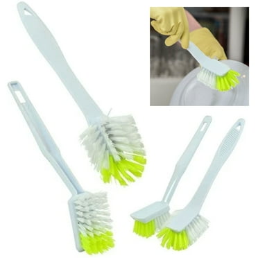 4 Pc Cleaning Brush Set Dish Scrubber Handle Vegetable Scrub Wash Assorted 10"