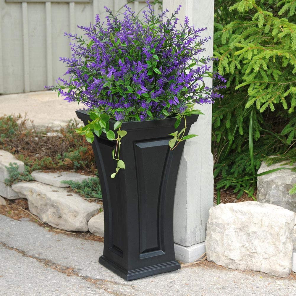 MAMOWEAR Artificial Lavender Flowers Outdoor Flowers UV Resistant Plastic Artificial Plants Fake Shrubs Flowers Greenery Bushes for Outdoor Garden Home Porch Box Decor(16PCS Purple)