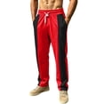 thumbnail image 2 of Maplenight Men's Athletic Track Pants with Side Striped Straight Leg Drawstring Elastic Waist Pant Relaxed Fit Open Bottom Sport Pant for Running Workout, 2 of 8
