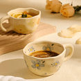 thumbnail image 5 of Elegant Floral Ceramic Mug Coffee Cup with Flower Decorations, 250ml Spring Drinkware for Home Decor,A, 5 of 6