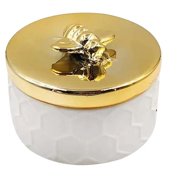 WHAMVOX Ceramic Jewelry Box Trinket Storage Container Decorative Jewelry Storage Holder with Bee Lid