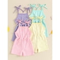thumbnail image 4 of Aojekbee Baby Girls Summer Casual Jumpsuits Infant Sleeveless Solid Color Short Cami Playsuits, 4 of 10