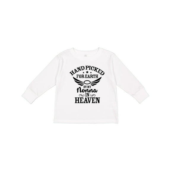 Inktastic Handpicked for Earth By My Nonna in Heaven with Angel Wings Boys or Girls Long Sleeve Toddler T-Shirt