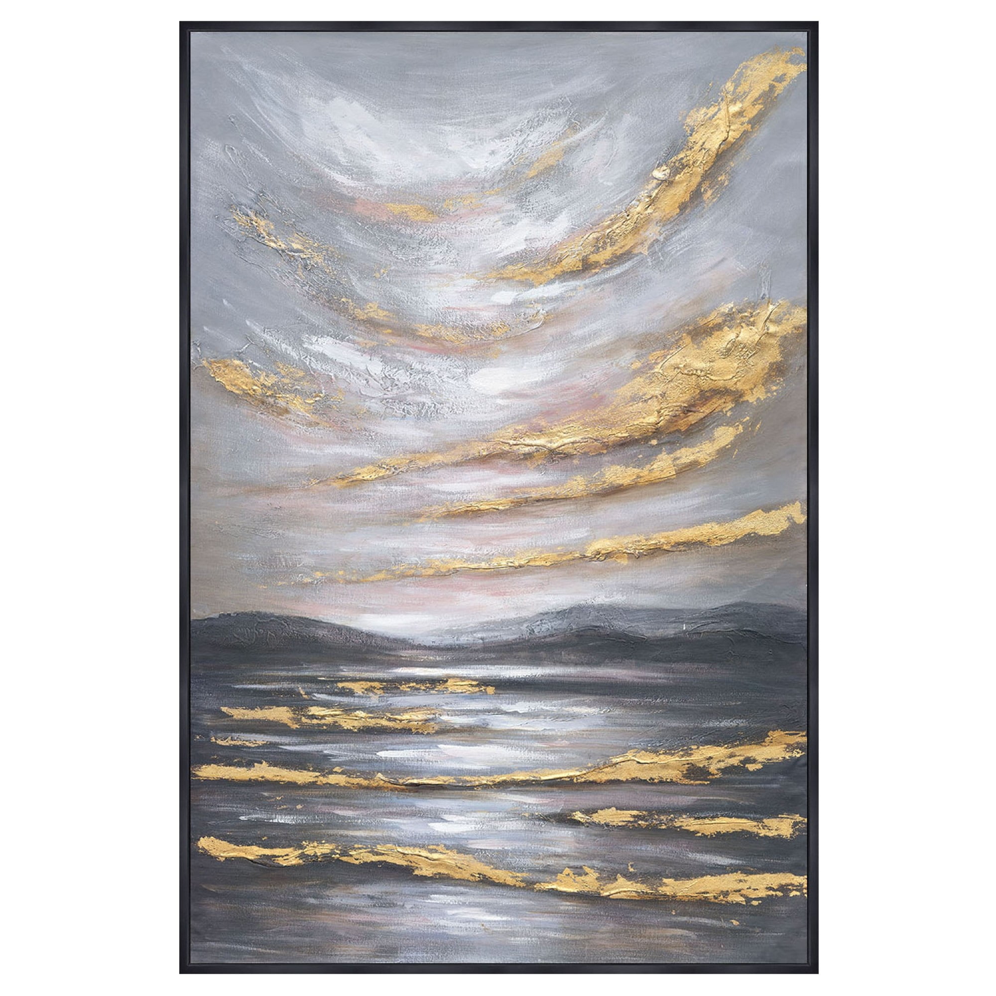 Wall Art with Hand Painted Sky Design, Gray and Gold - Walmart.com