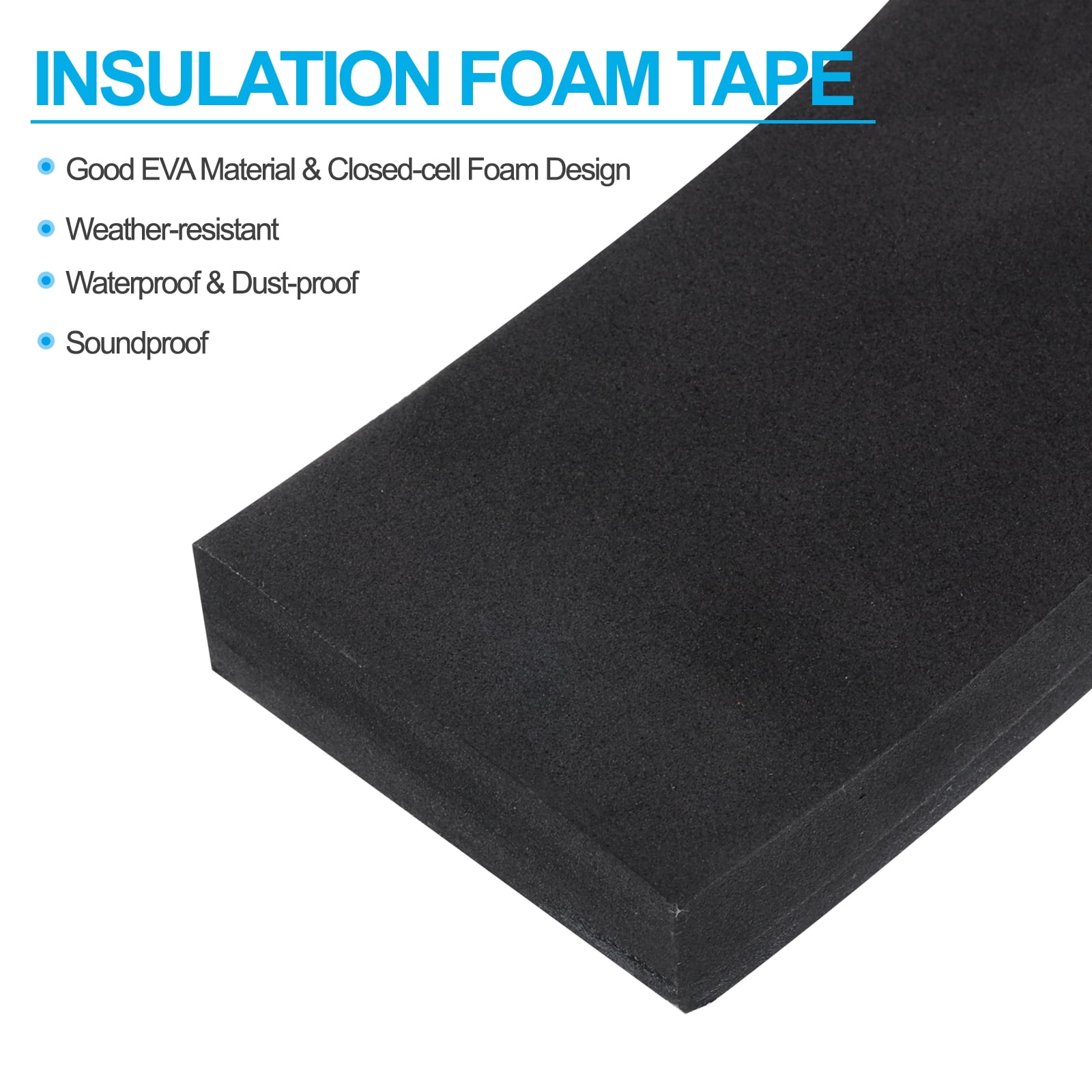 Unique Bargains Insulation Self-Adhesive EVA Weather Stripping Black 6.6Ft