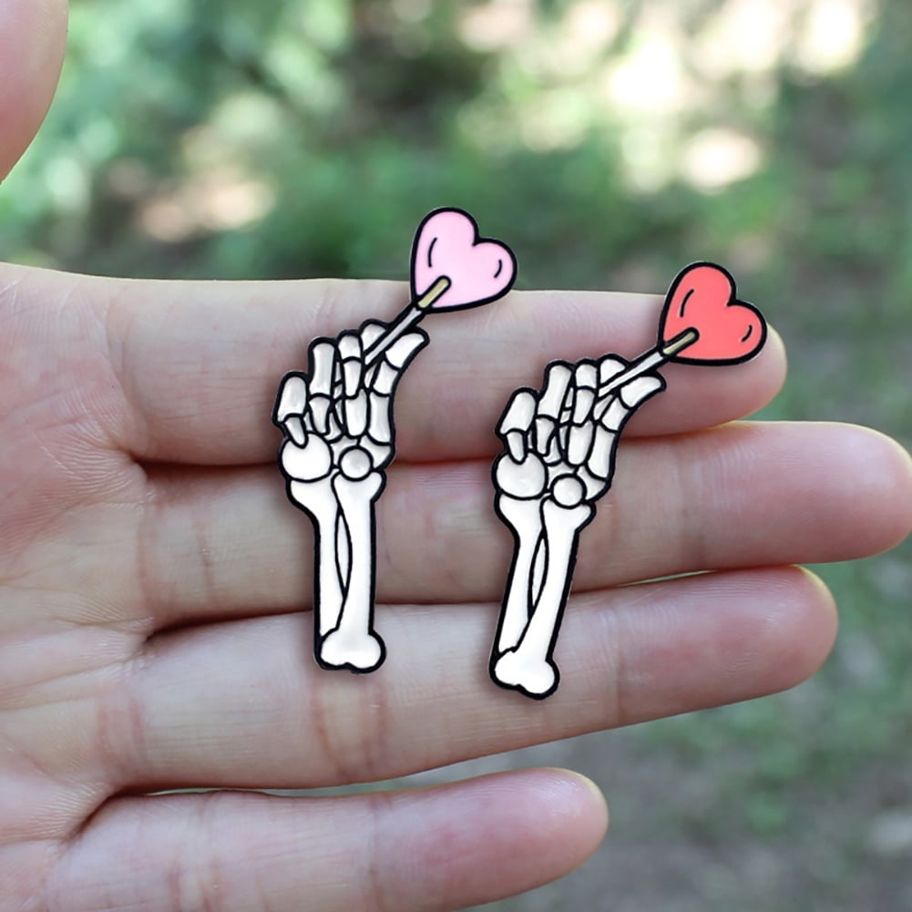 Mens Gothic Skeleton Sign Language Hand Gesture I Love You Pendant Necklace 22"