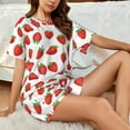 thumbnail image 4 of "Wukai Strawberries Women's Pajama Set - Short-Sleeve Top and Shorts with Elastic Waistband and Pockets for Loungewear, Yoga, and Casual Wear-Medium, 4 of 8