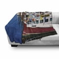 thumbnail image 3 of Massachusetts Soft Flannel Fleece Blanket, Boats at the Pier Nautical Composition with Many Colors Scenic Boston Photo, Cozy Plush for Indoor and Outdoor Use, 60" x 80", Multicolor, by Ambesonne, 3 of 6