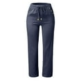 thumbnail image 2 of WTXUE Solid Color Cotton Flax Elastic Long Pants Beach Leisure Trousers Loose Pants for Women 6-8, 2 of 6