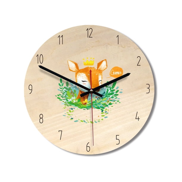Punteros de aluminio de dibujos animados Reloj de pared con esfera de madera Movimiento sin tictac Reloj de sala de estar Dormitorio Advancent JJ20451-04