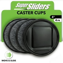 Super Sliders 4 Inch Round Furniture Caster Cups, Plastic Brown, 4 Pack