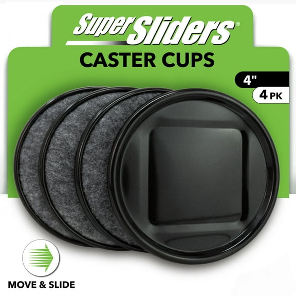 Super Sliders 4 Inch Round Furniture Caster Cups, Plastic Brown, 4 Pack