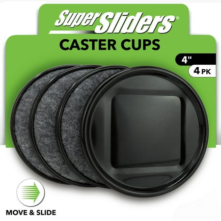 Super Sliders 4 inch Round Furniture Caster Cups Plastic Brown, 4 Pack