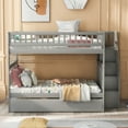 thumbnail image 3 of Tcbosik Full Over Full Bunk Bed With Trundle And Staircase,Gray, 3 of 9