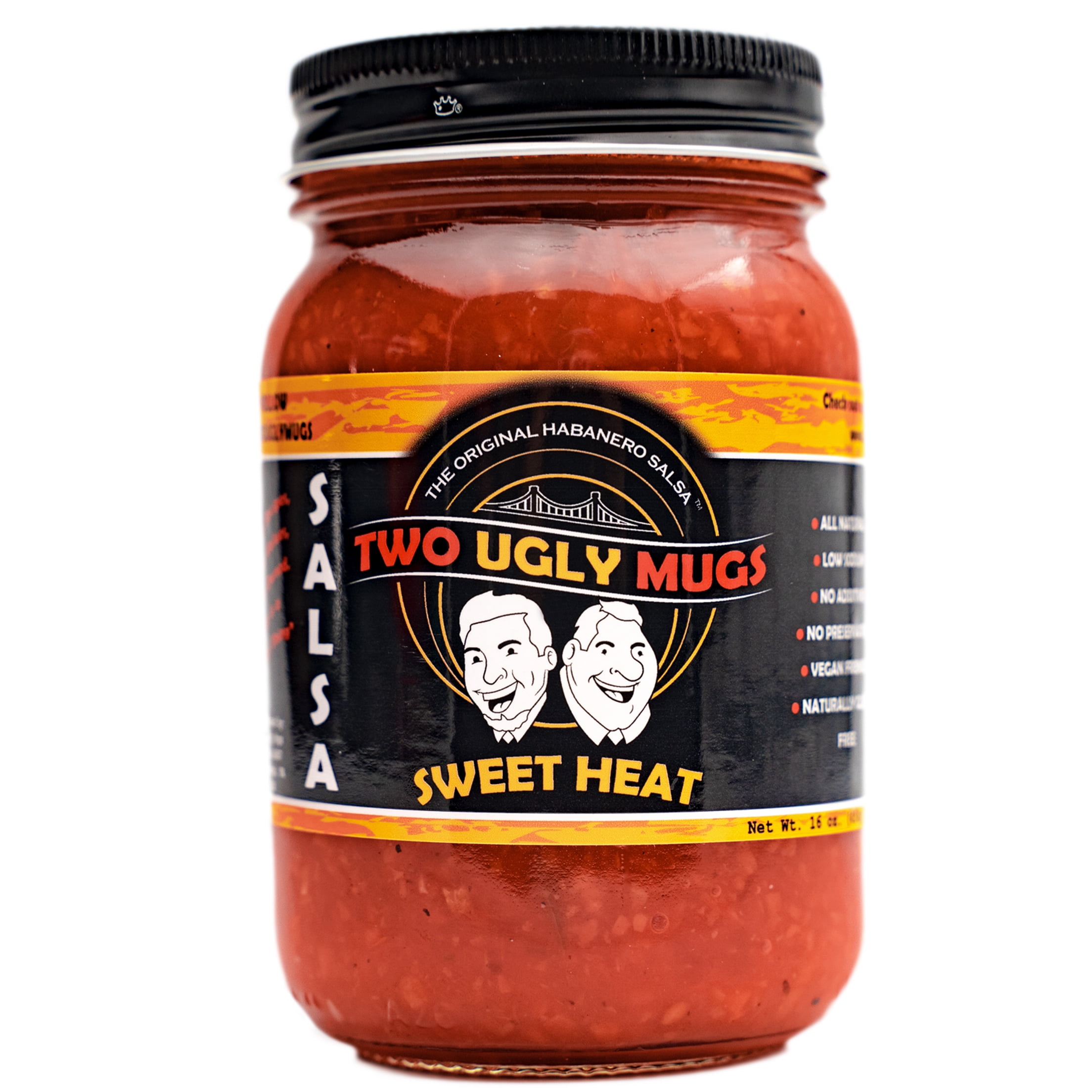 (3 pack) Two Ugly Mugs Salsa Sweet Heat, All Natural Mild Salsa, 16 oz