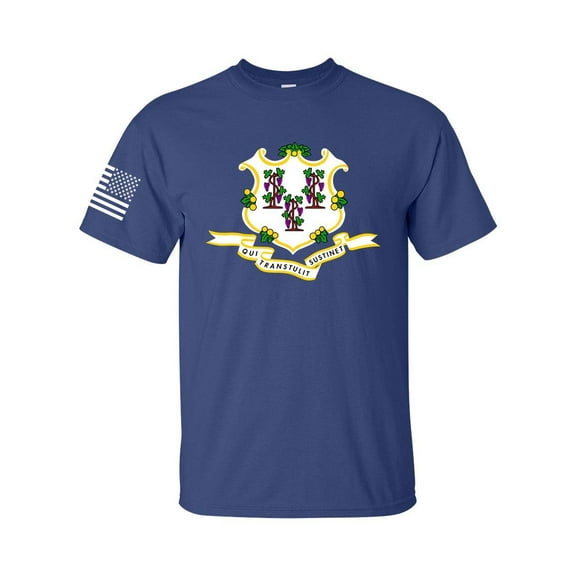 Connecticut State Flag United States of American Flag Short Sleeve Graphic tee T-shirt-Navy-6xl
