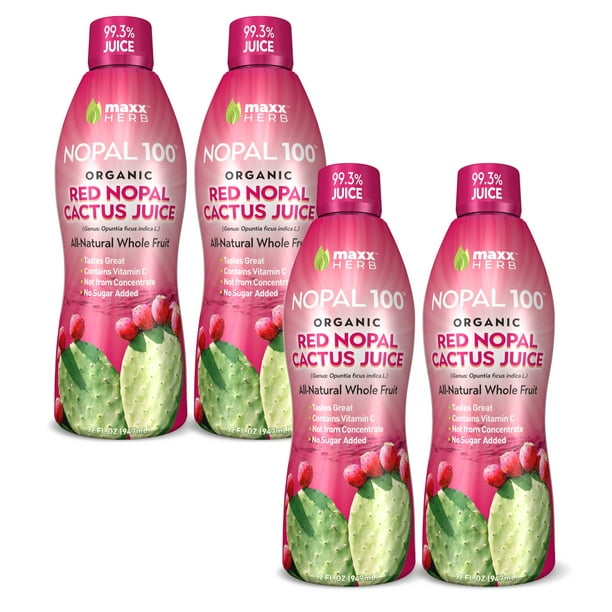 Maxx Herb Prickly Pear Nopal Cactus Juice, 4 Bottles, 32 Oz (128