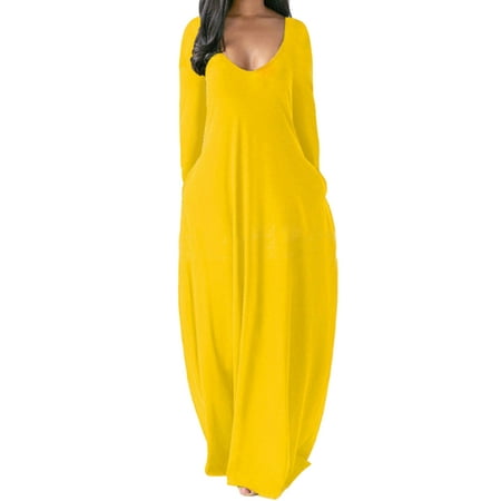 

Lumento Women Nightshirts Long Sleeve V Neck Plain Long Dress Nightgown