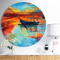 thumbnail image 2 of Designart 'Fishing Sailing Boat at Red Sunset ' Modern wall clock, 2 of 3