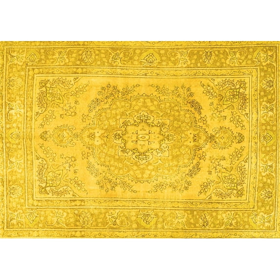 Ahgly Company Indoor Rectangle Persian Yellow Traditional Area Rugs, 7' x 10'