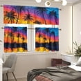 thumbnail image 2 of Sunset Palm Tree 3-Piece Kitchen Curtains Set - Rod Pocket Tier Panels & Valance, 24" Length for Farmhouse/Bathroom/Bedroom (54"x18"+2x27.5"x24"), 2 of 5