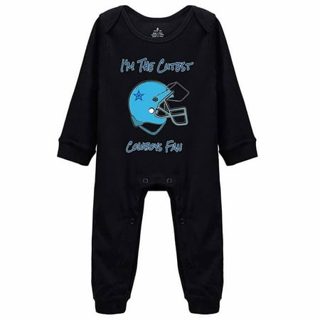 

YCICIVDee I m The Cutest /Cowboys Fan Unisex Newborn Organic Bodysuit Romper Black Long Sleeve Rompers 3-6 Months