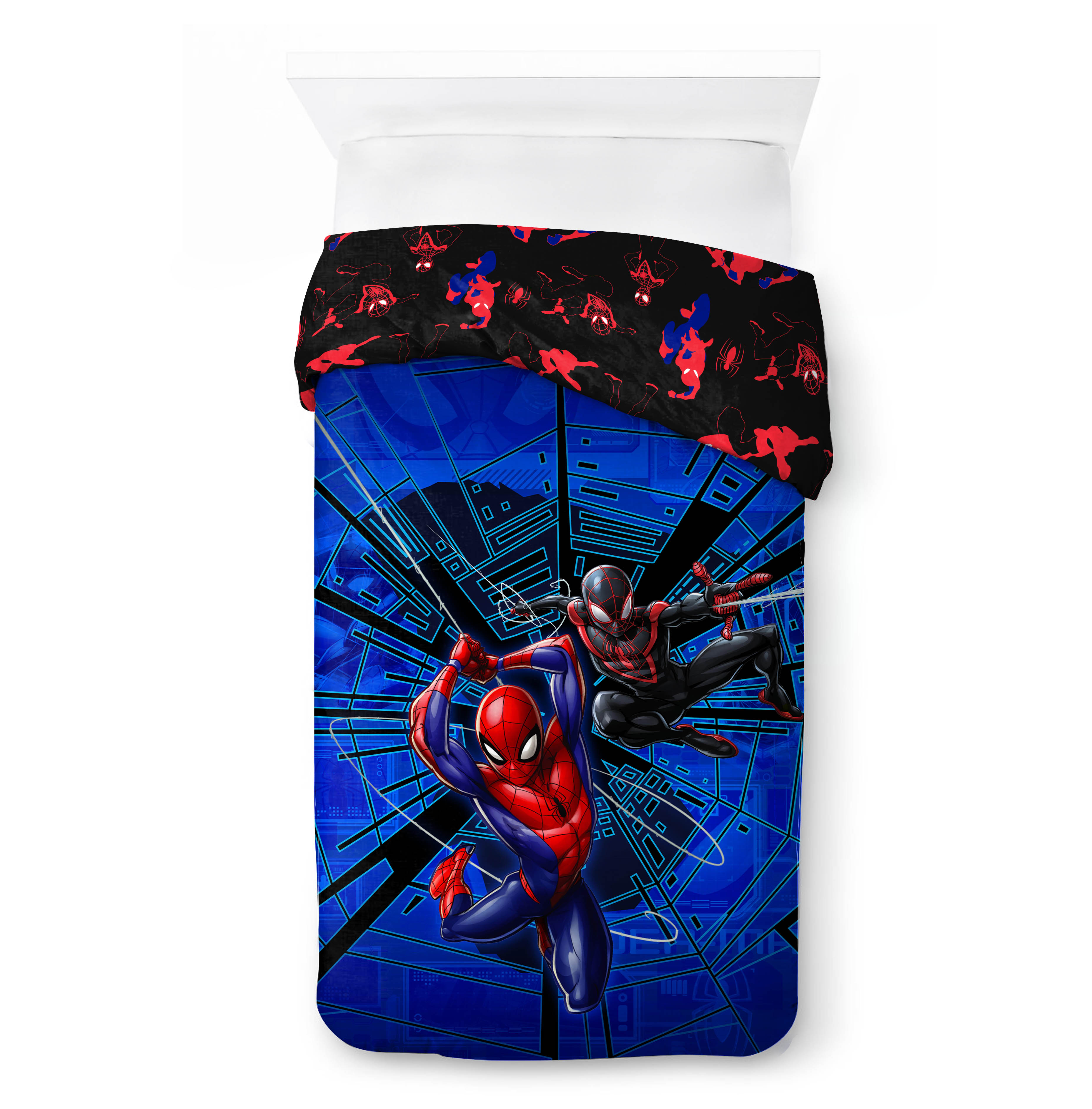 Spider-Man Kids 2-Piece Twin/Full Reversible Comforter and Pillowcase Bedding Set, Microfiber, Blue, Marvel - image 3 of 11