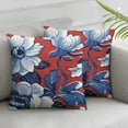 thumbnail image 3 of Thibaut Honshu red and blue Chinese style flower decoration pillowcase cushion cover, retro farmhouse characteristic pillow, modern home decoration throw pillow 1 set of 2, various sizes, 3 of 7