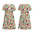 thumbnail image 3 of Bixox Robe d'Été à Manches Courtes pour Femmes Robe Ample Longueur Genou avec Poches-Légumes, 3 of 7
