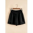 thumbnail image 2 of Women's Black Crossed Waist Tiered Flowy Shorts - Trendy Casual Bottoms - [ZhiHiMeRi] | (US 12-14)L, 2 of 11