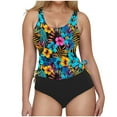 thumbnail image 1 of Tankini Swimsuits for Women Two Piece Tummy Control Bathing Suits Ruched Drawstring Swimwear Swim Top with Bottom, 1 of 8