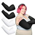 thumbnail image 4 of TELOLY 2026 New 2 Pairs Plus Size Arm Sleeves Uv Sun Protection Cooling Ice Silk Oversized Compression Sleeve Cover for Women for Running,Cycling,Hiking,Driving,Outdoor Sports, 4 of 6