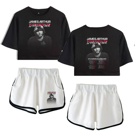 James Arthur Summer street retro casual women's short sleeved shorts set