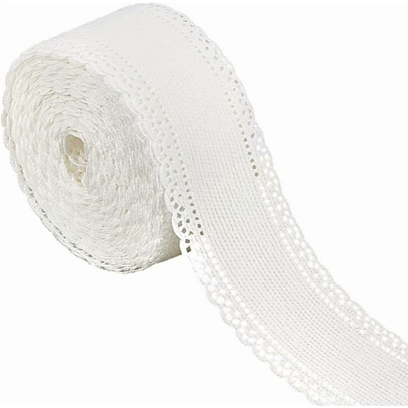 5 Yards White Scalloped Edge Ribbon 1-1/2 inch Lace Edge Corduroy Ribbon Scalloped Edge Crocheted Lace Trim Fabric