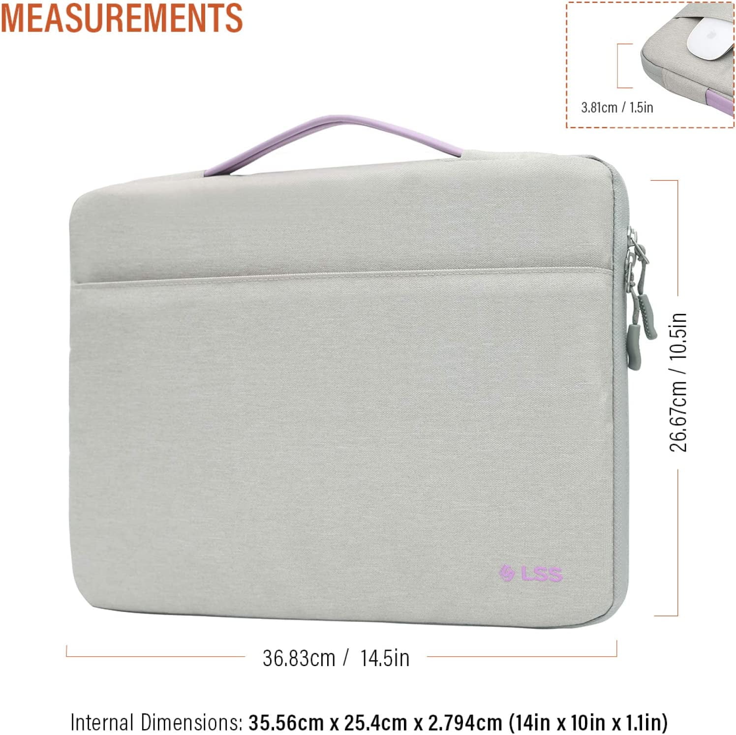 LSS Protective Laptop Sleeve Bag with PU Leather Handle for Men/Women - Stylish Sleeve Case  for 13”-13.5", Compatible with MacBook Pro