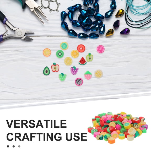 500PCS Fruit Spacer Beads: Fruit Polymer Clay Beads Slice Shape Loose Charms for Jewelry Making Beading DIY Bracelets Necklace Craft Supplies