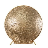 BalsaCircle 7.5 ft Gold Sparkly Big Payette Sequin Round Backdrop Stand ...