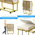 thumbnail image 4 of Puremind Folding Bed with 5” Mattress Included, Temporary Bed for Guests and Families, 75"x31" Size Bed Frame, Space-Saving Rollaway Bed with Lockable Rollers, Upgraded (A+), Gold, 4 of 8