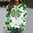 thumbnail image 2 of Womens St Patricks Day Shirt Dog Paw Print Long Sleeve Shirt Shamrock Crewneck Sweatshirt Irish Green Top Casual Loose Pullover, 2 of 4