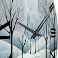 thumbnail image 4 of Designart "Blue White Modern Scandinavian Winter Painting II" Landscapes Oversized Wall Clock, 4 of 5