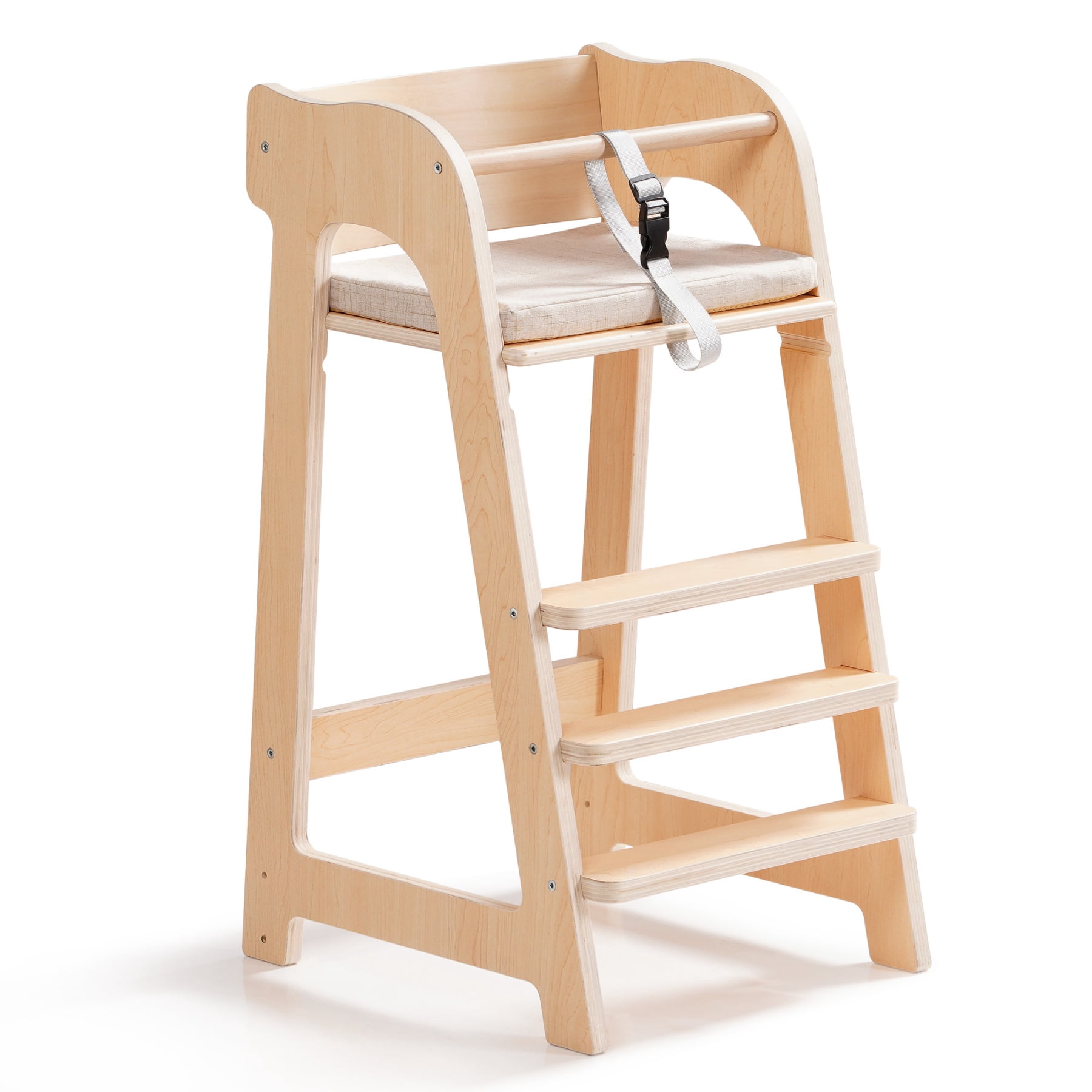 Robud Wooden Adjustable High Chair for Baby & Kids, Multifunctional Toddler Chair with Safety Belt, Convertible to Study Desk Chair, 6 Months to Teen Years, 40kg Capacity