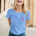thumbnail image 2 of Cancer Awareness Shirts Women Pink Ribbon T-Shirts Cancer Fighter Heart Graphic Tee Short Sleeve Pink Ribbons Tee Tops (Light Blue,L, 2 of 4