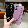 thumbnail image 7 of Cute electroplated Solid Color Phone case with Bracelet for Women Fashion TPU Soft Shell for Samsung Galaxy S23 S21 S20 S22 Plus Ultra FE Back Cover， Shockproof Bumper(Pink,Samsung S21 FE), 7 of 7